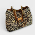 Gala | Bolso tote grande de lona con estampado de leopardo