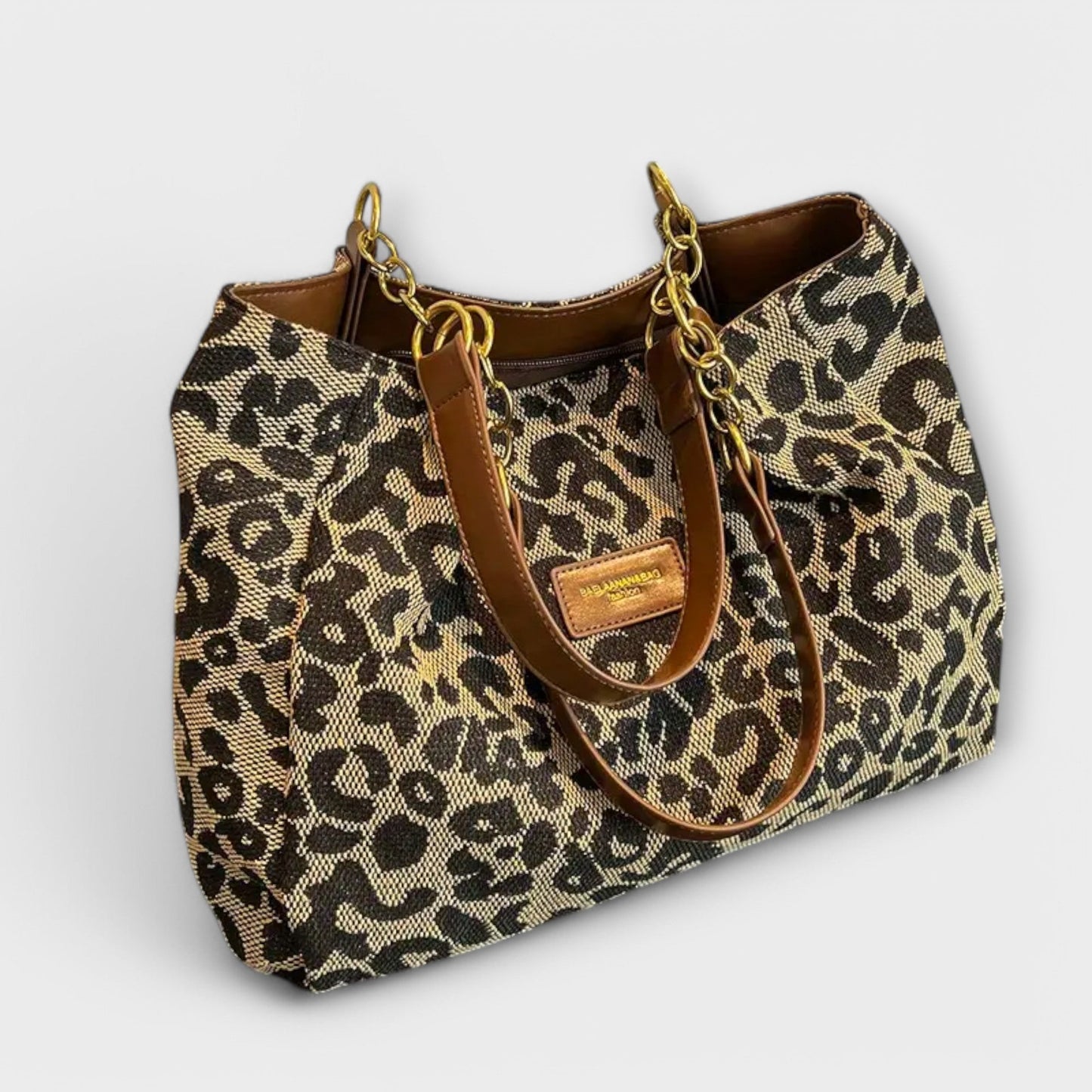 Gala | Bolso tote grande de lona con estampado de leopardo