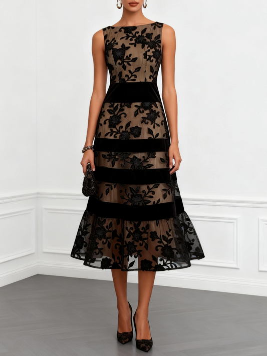 Olivia | Vestido midi de tul con flores