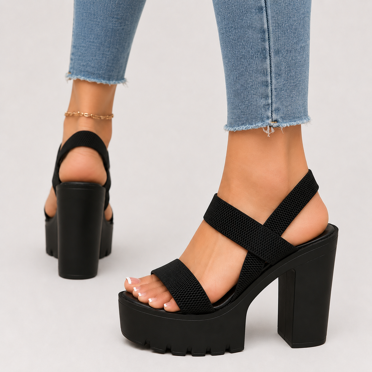 Paula | Sandalias plataforma negras