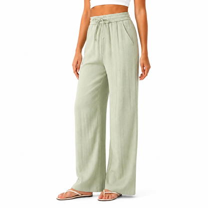 Luna | Pantalón lino pierna ancha