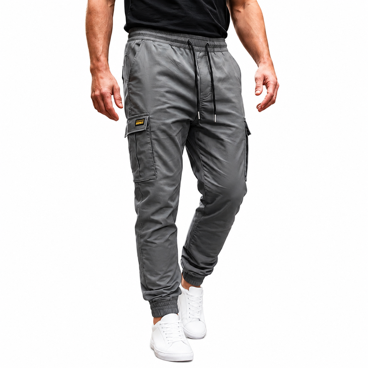 Pantalones cargo informales para hombre con cordón