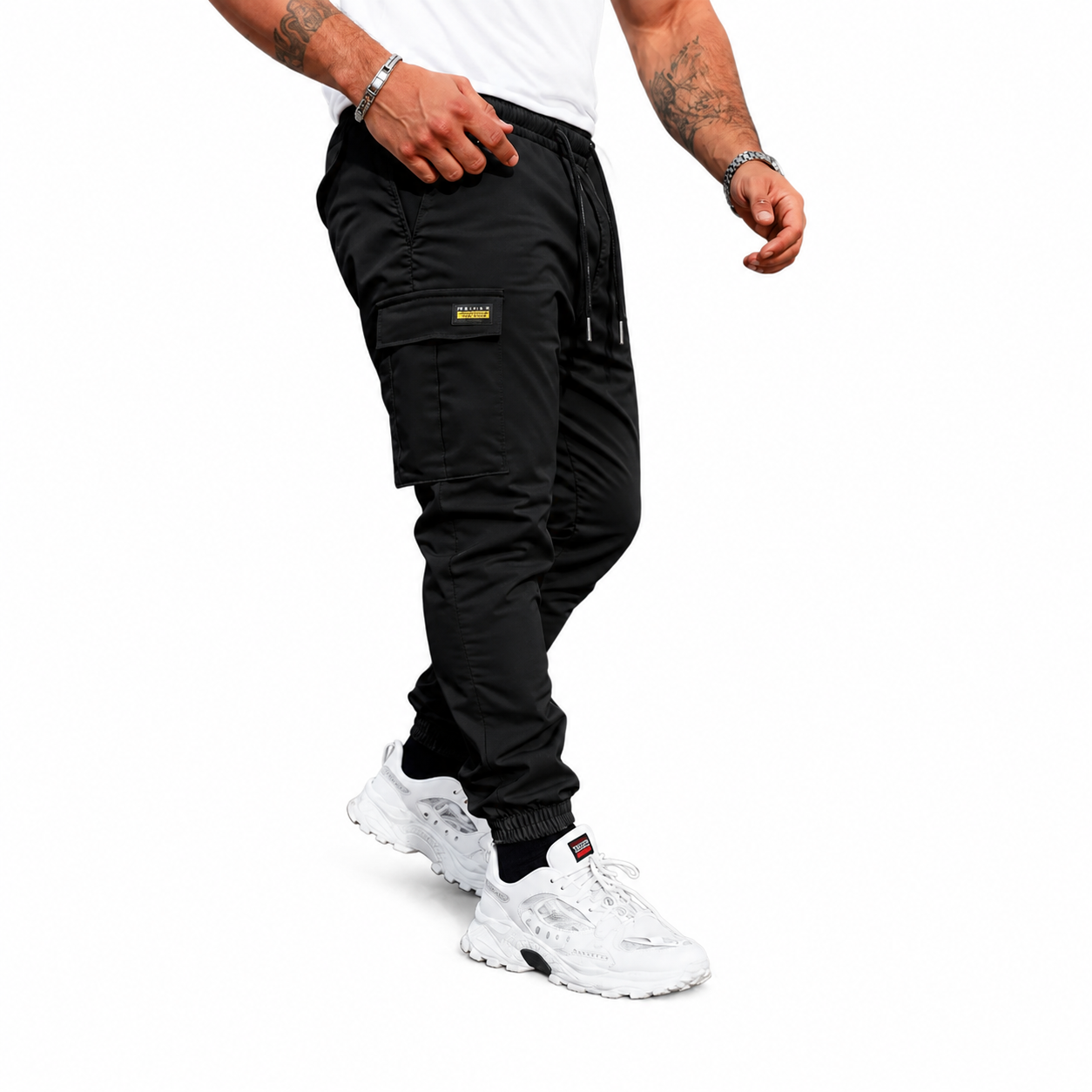 Pantalones cargo informales para hombre con cordón