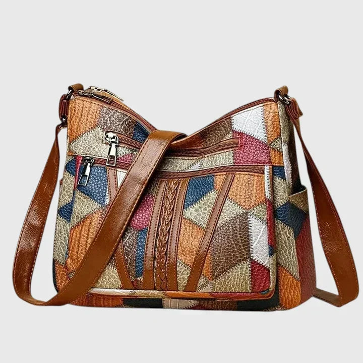 Paula | Bolso de mano de piel con diseño patchwork