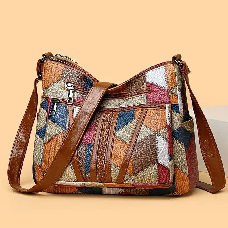 Claudia | Bolso de hombro de piel estilo patchwork