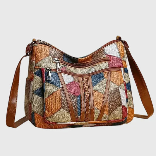 Paula | Bolso de mano de piel con diseño patchwork