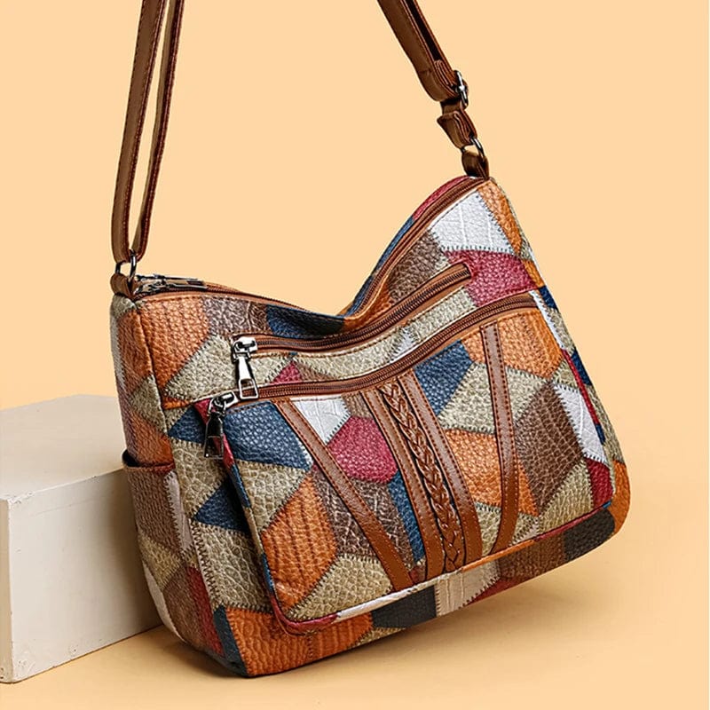Claudia | Bolso de hombro de piel estilo patchwork