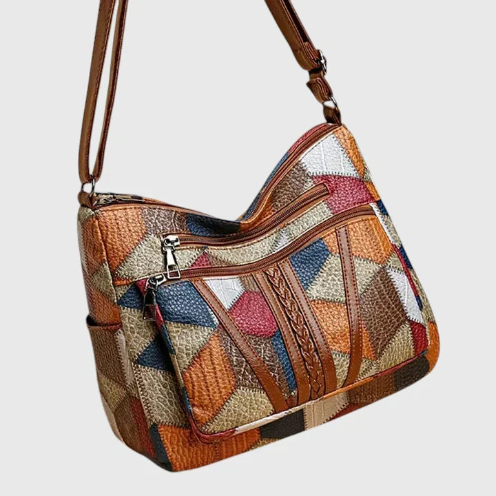 Paula | Bolso de mano de piel con diseño patchwork