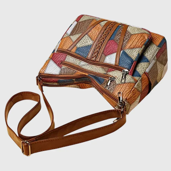 Paula | Bolso de mano de piel con diseño patchwork