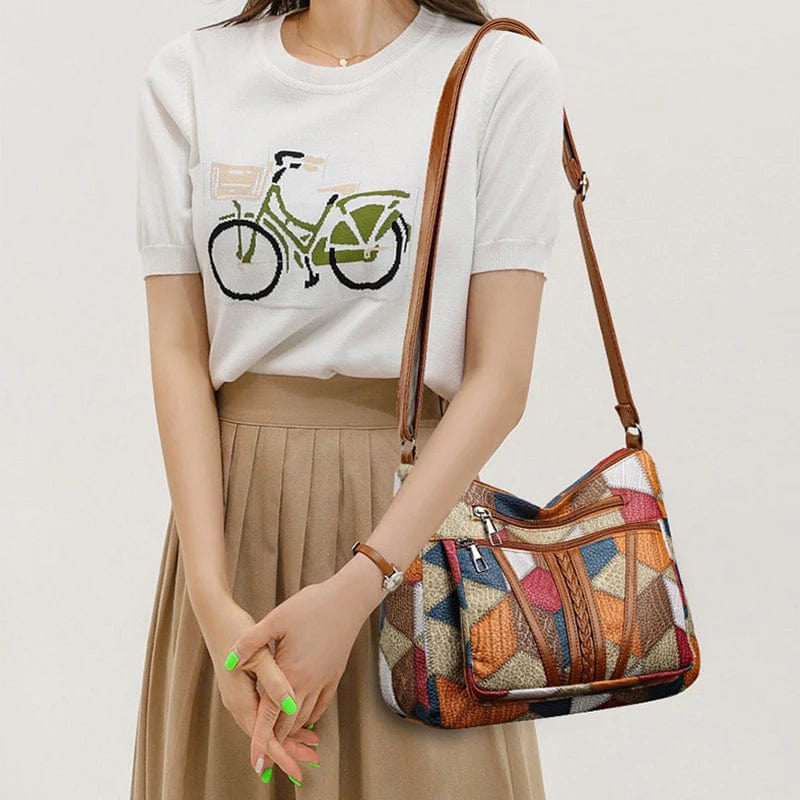 Claudia | Bolso de hombro de piel estilo patchwork