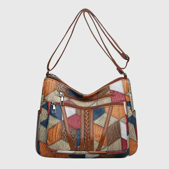 Paula | Bolso de mano de piel con diseño patchwork