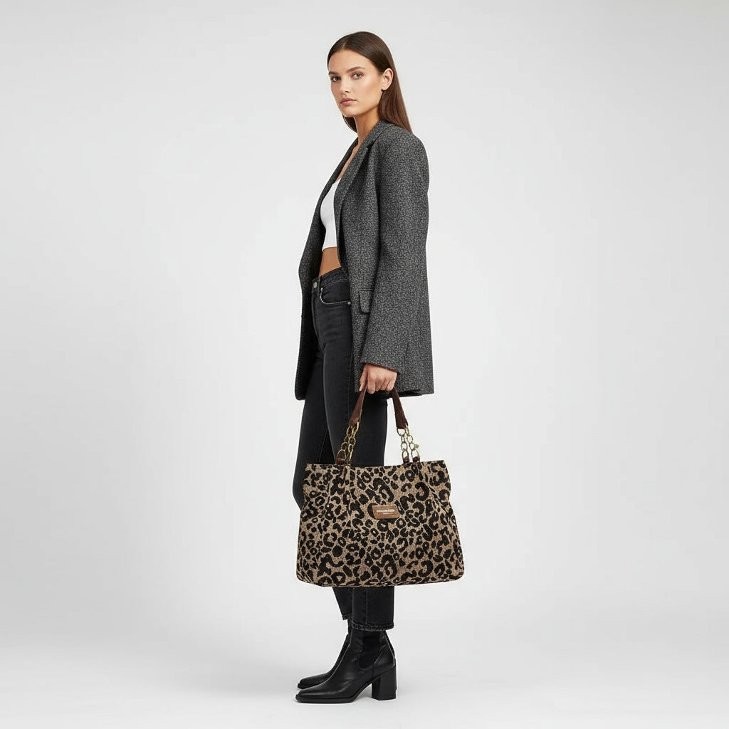 Julia | Bolso de hombro con estampado de leopardo