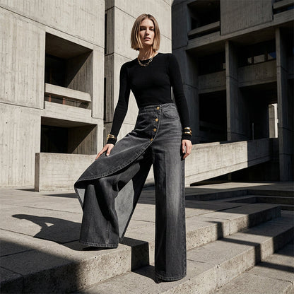 Vega | Falda pantalón denim asimétrica