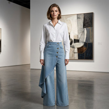 Vega | Falda pantalón denim asimétrica