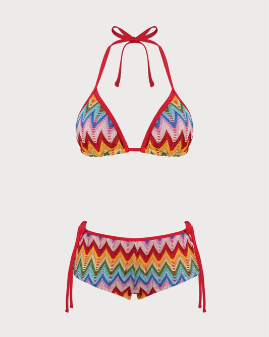 Natalia | Bikini halter con textura contrastante