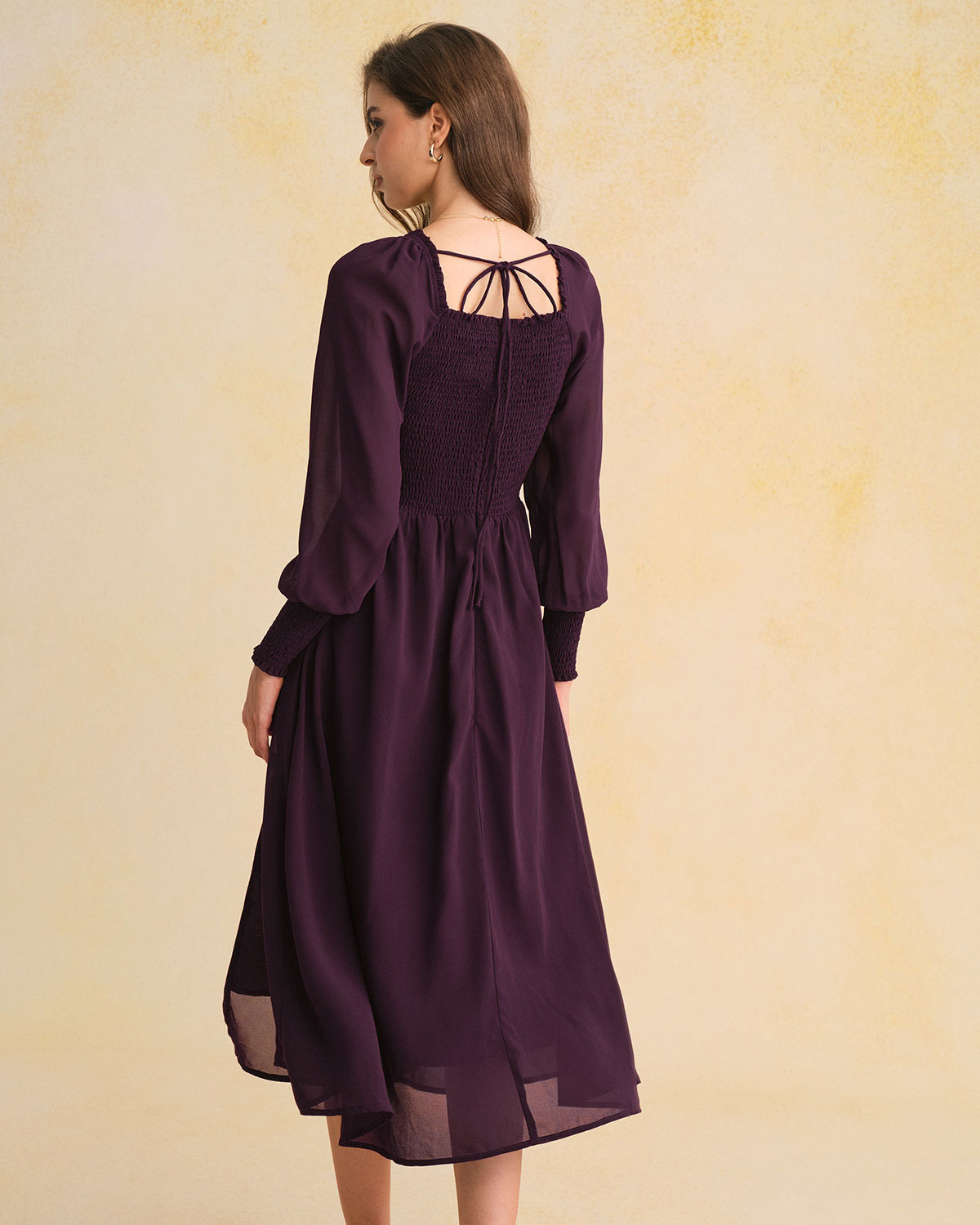 Itziar | Vestido midi de gasa con manga farol